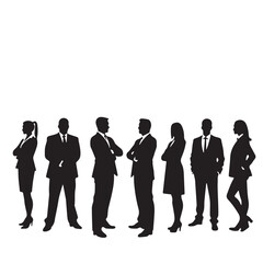 Business people, set of vector silhouettes and silhouettes of men
