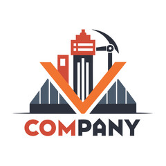 Obraz premium Geometric logo representing construction engineering and building services