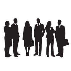Business people, set of vector silhouettes and silhouettes of men
