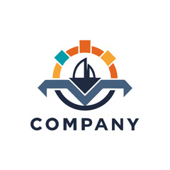 Modern company logo featuring sailing boat gear icon concept