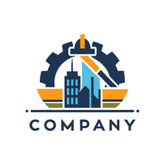 Modern industrial construction company logo for engineering and development