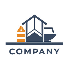 Fototapeta premium Architectural and nautical theme logo for business services