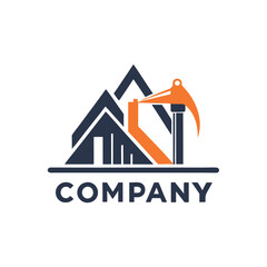 Construction and Mining Company Logo with Geometric Shapes