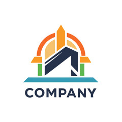 Obraz premium Abstract construction company logo with geometrical colorful concept design