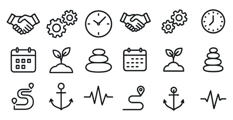 Business and productivity line icons set – outline, linear, work essentials