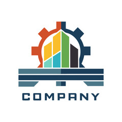 Modern Company Logo Design with Gear and Building Elements