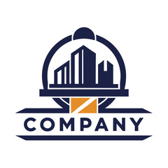 Naklejka premium Modern architectural company logo with geometric building structure