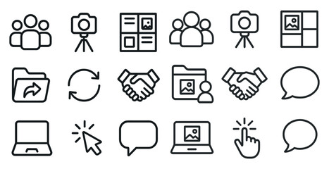 Business and communication outline icons set &ndash; linear, line, professional symbols