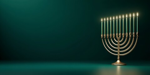 Elegant Menorah with Lit Candles Display