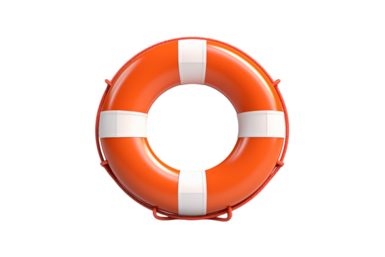 Orange Life Ring on White Background: Safety and Rescue Symbol isolated on transparent background png