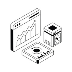 A captivating isometric icon illustrating web analytics clearly