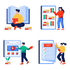 Set of Education and Learning Flat Illustrations