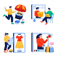 Set of Ecommerce Flat Illustrations