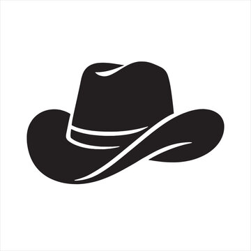 Cowboy Hat Vector &ndash; Western Rodeo Icon in Bold Black Line Art
