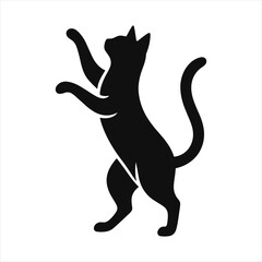 Standing Cat Silhouette Vector – Minimalist Black Cat Illustration