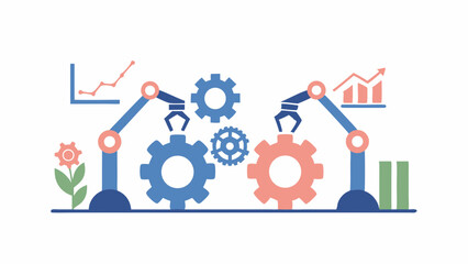 Harnessing automation for growth where innovation blooms into prosperity using simple vector