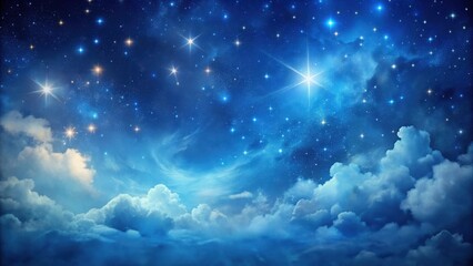 Celestial Dreamscape A Serene Night Sky Filled with Radiant Stars and Soft, Dreamlike Clouds