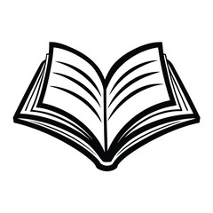 Open book silhouette icon white graphics isolated on white background