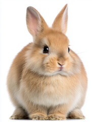 A light brown bunny rabbit sitting upright and facing forward. Ideal for commercial pet campaigns, branding, or editorial content
