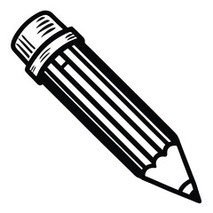 Clean white pencil silhouette icon isolated on white background