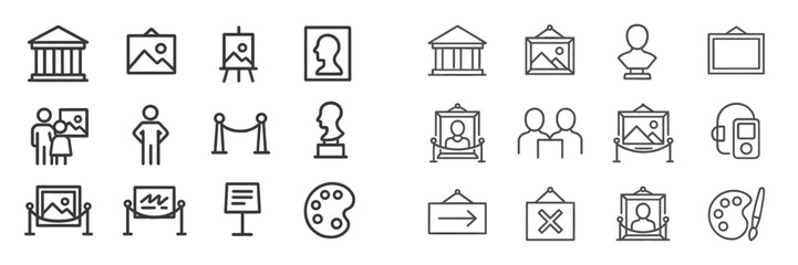 Art display with visitors interacting in a gallery setting during daytime with various artworks presented on walls