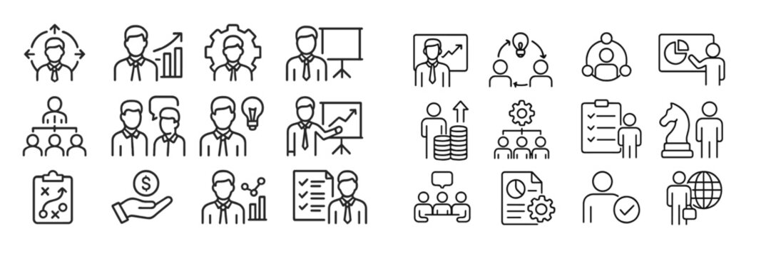 Symbols representing business growth, teamwork, and strategic planning in a modern context