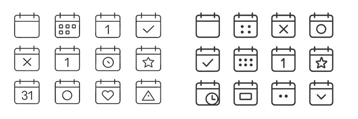 Calendar icons representing various tasks, dates, and activities in a minimalist design style
