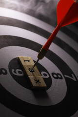 Dart Hitting X on Tile in Center of Target for Perfect Accuracy and Achieving Goals