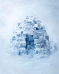 Ice Structure Surrounded by Snowy Landscape