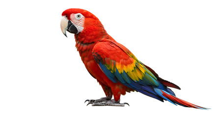 Red Macaw ara parrot isolated on white background