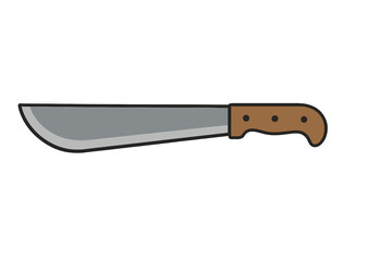 Sharp knife with a wooden handle designed for various culinary tasks and outdoor activities displayed against a plain background