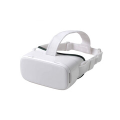 White virtual reality headset on a white isolated background, showcasing modern design and innovative technology for immersive experiences.