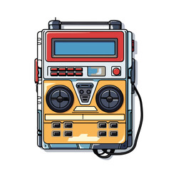 Obraz premium Vintage Portable Retro Videogame Console and Cassette Tape on White Background for Nostalgic Gaming Fans