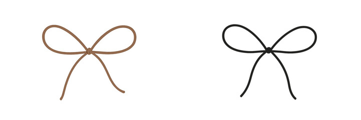 Two simple bow shapes displayed side by side in brown and black on a white background showcasing versatility in design