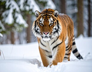 Fototapeta premium Siberian Tiger in a Snowy Forest