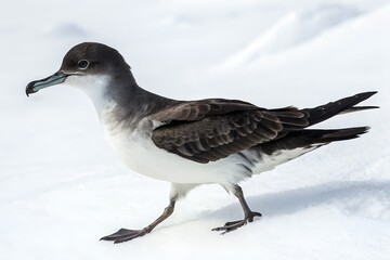 Obraz premium White seagull on snow, a wild shorebird with a distinctive beak by the water