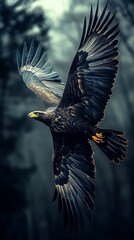 Fototapeta premium Majestic Eagle Soaring Through Stormy Sky High Resolution Picture