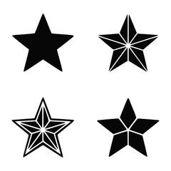 Four star shapes set isolated on transparent background