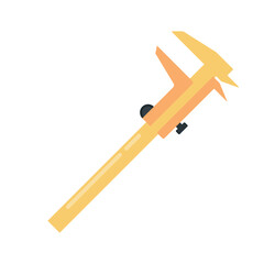 Flat icon of a vernier caliper used to measure internal and external dimensions precisely.
