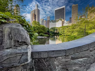 Gapstow Bridge in Central Park, in late spring