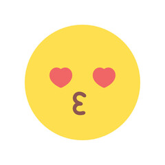 目がハートになっているキス顔のかわいい絵文字 - ファンや推し活、好き･恋愛感情のイメージ素材