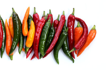 Chili peppers on a white background.