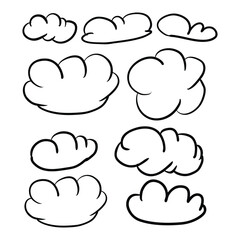 Line Art Clouds Illustration Set