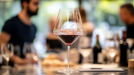 Obraz premium Refined indulgence: A curated wine tasting experience amidst subtle conversations