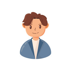 A flat-style male avatar illustration featuring a smiling young man with brown hair.
