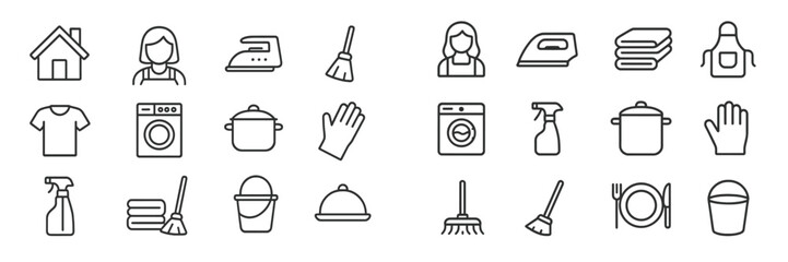 Illustration of cleaning and household chores with various tools and symbols representing daily tasks and activities