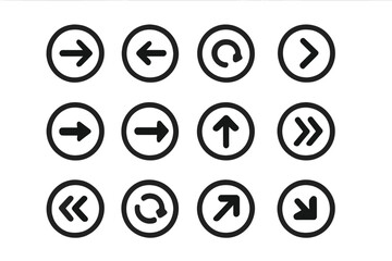 Directional symbols displayed in a grid format, conveying navigation and movement concepts for diverse applications