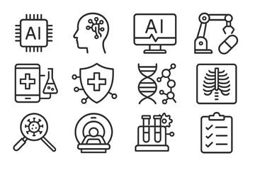 Innovations in healthcare technology featuring AI, robotics, and biotechnology concepts