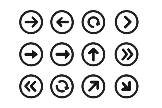 Directional symbols displayed in a grid format, conveying navigation and movement concepts for diverse applications