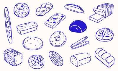 bread sketch doodle illustration hand drawn collection set
